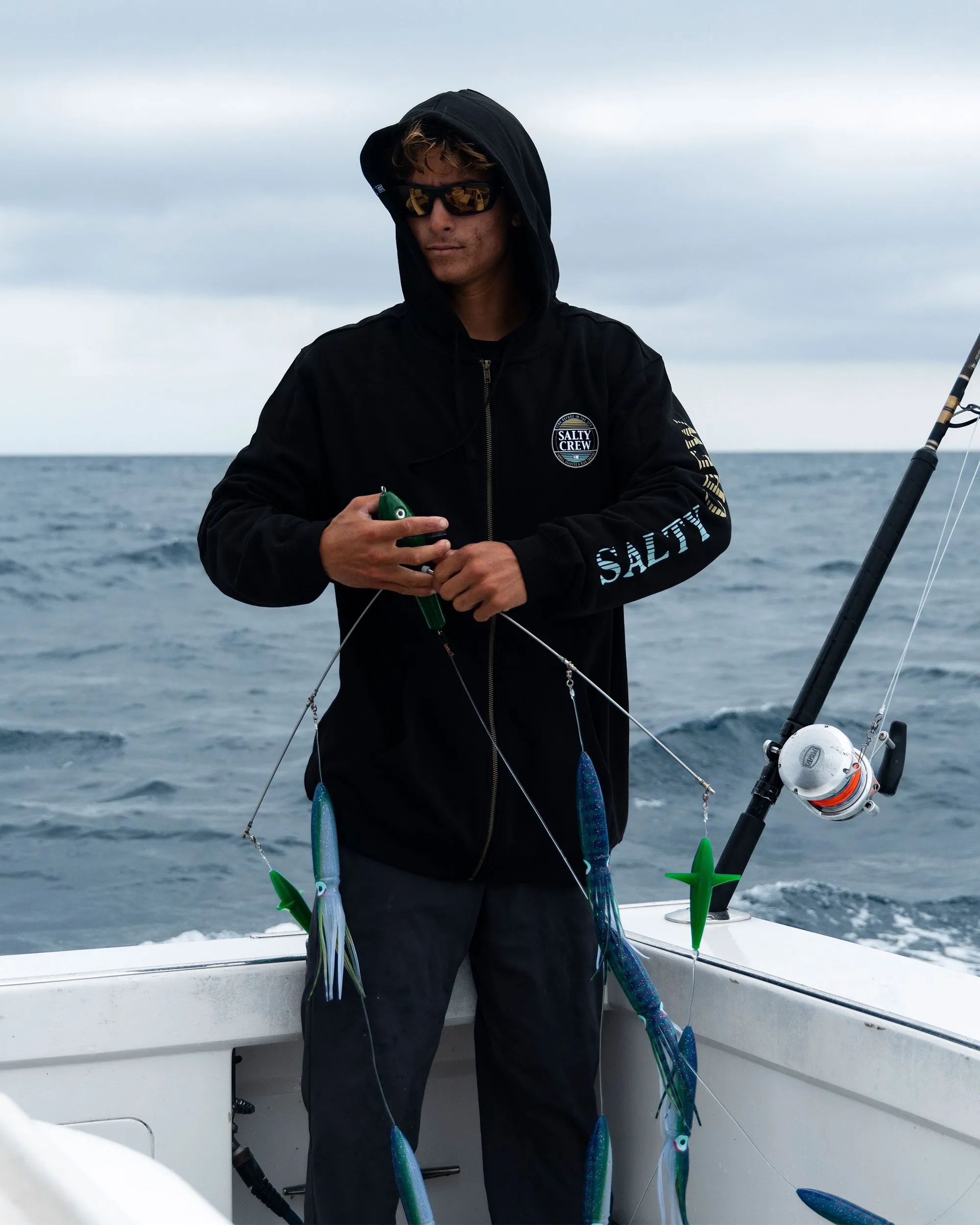 Simple Fade Zip Fleece Hoodie - Black sold by Salty Crew product image thumbnail 3