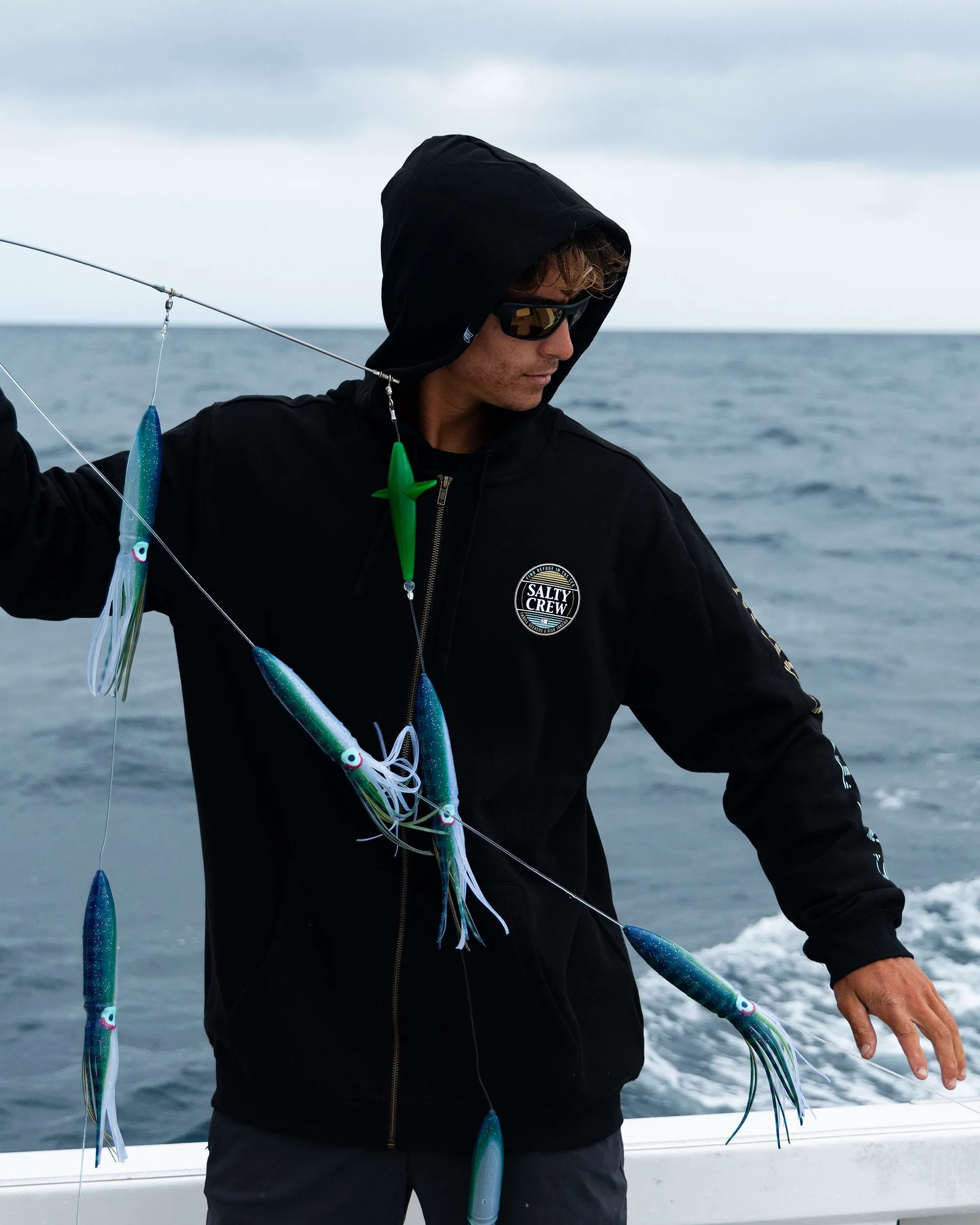 Simple Fade Zip Fleece Hoodie - Black sold by Salty Crew product image thumbnail 4