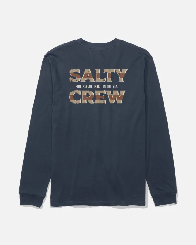 Offset Long Sleeve Tee - Navy sold by Salty Crew