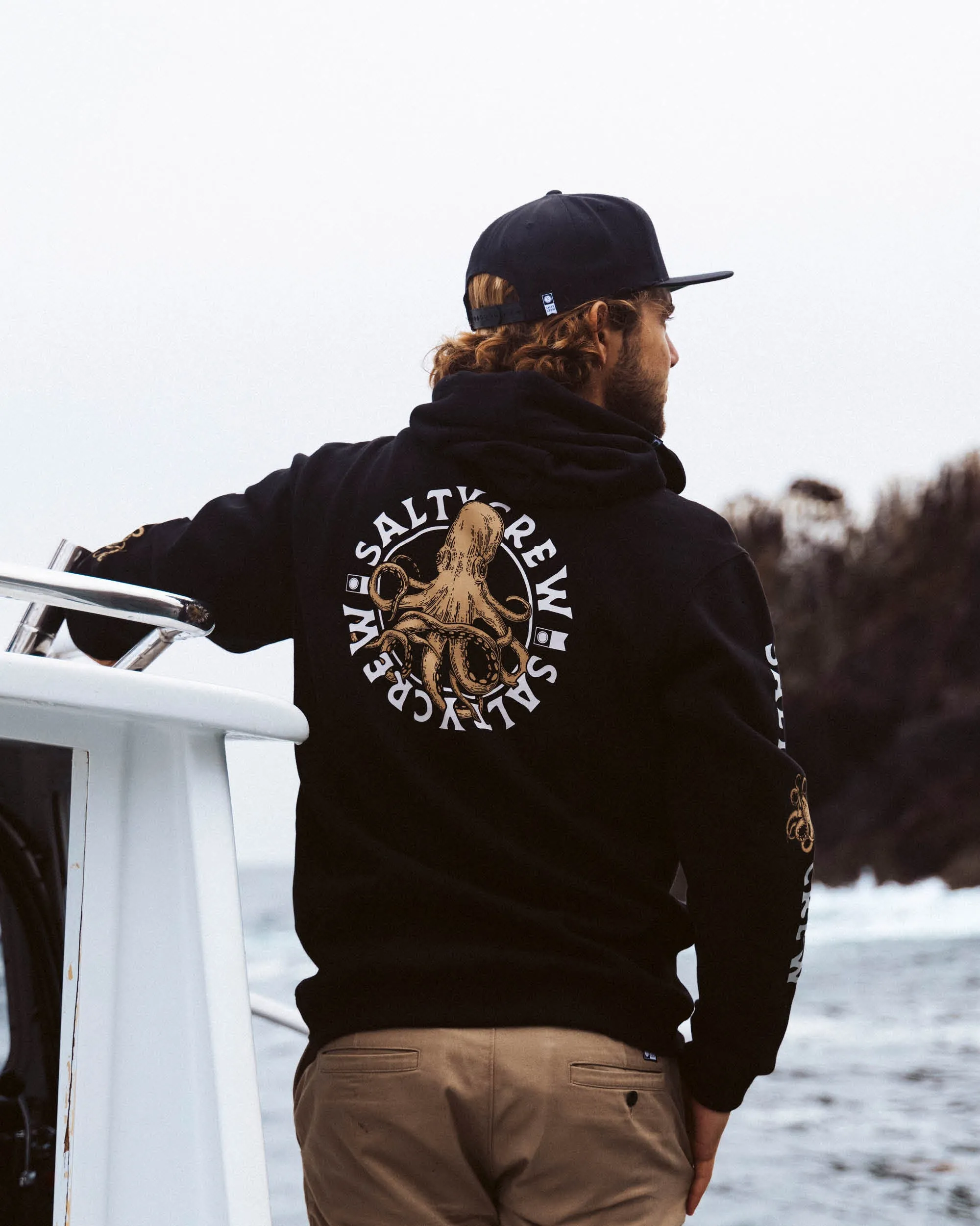 Tentacles Fleece Hoodie - Black sold by Salty Crew product image thumbnail 4