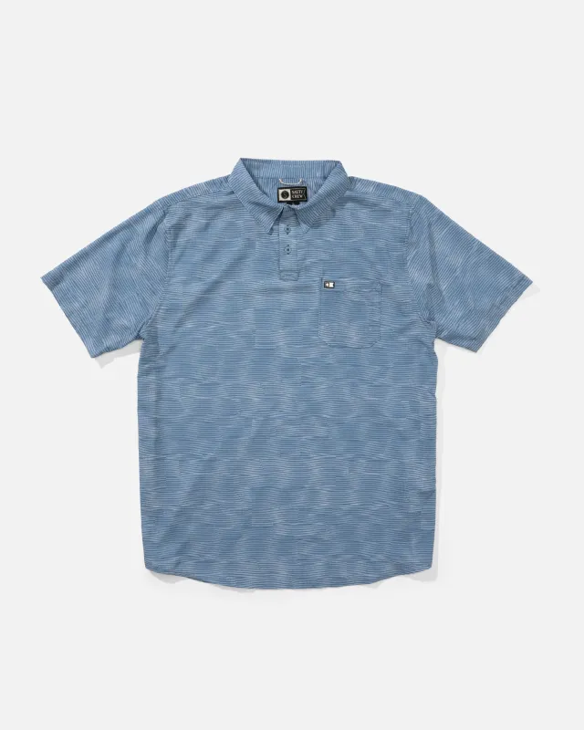 Breezer Perforated Polo - Pilot Blue sold by Salty Crew