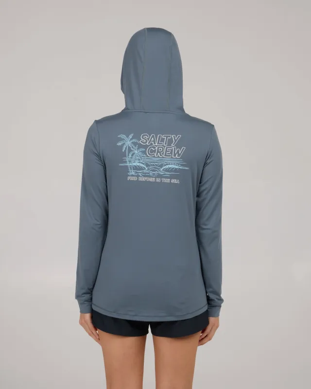 A Frame Sunshirt Hoodie - Fin Blue made by Salty Crew