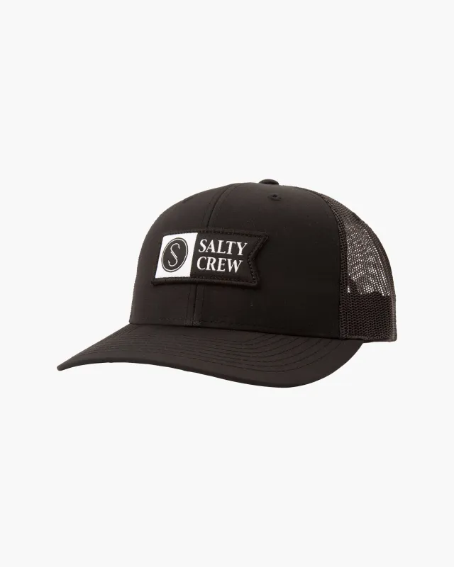 Pinnacle 2 Retro Trucker Hat - Black sold by Salty Crew