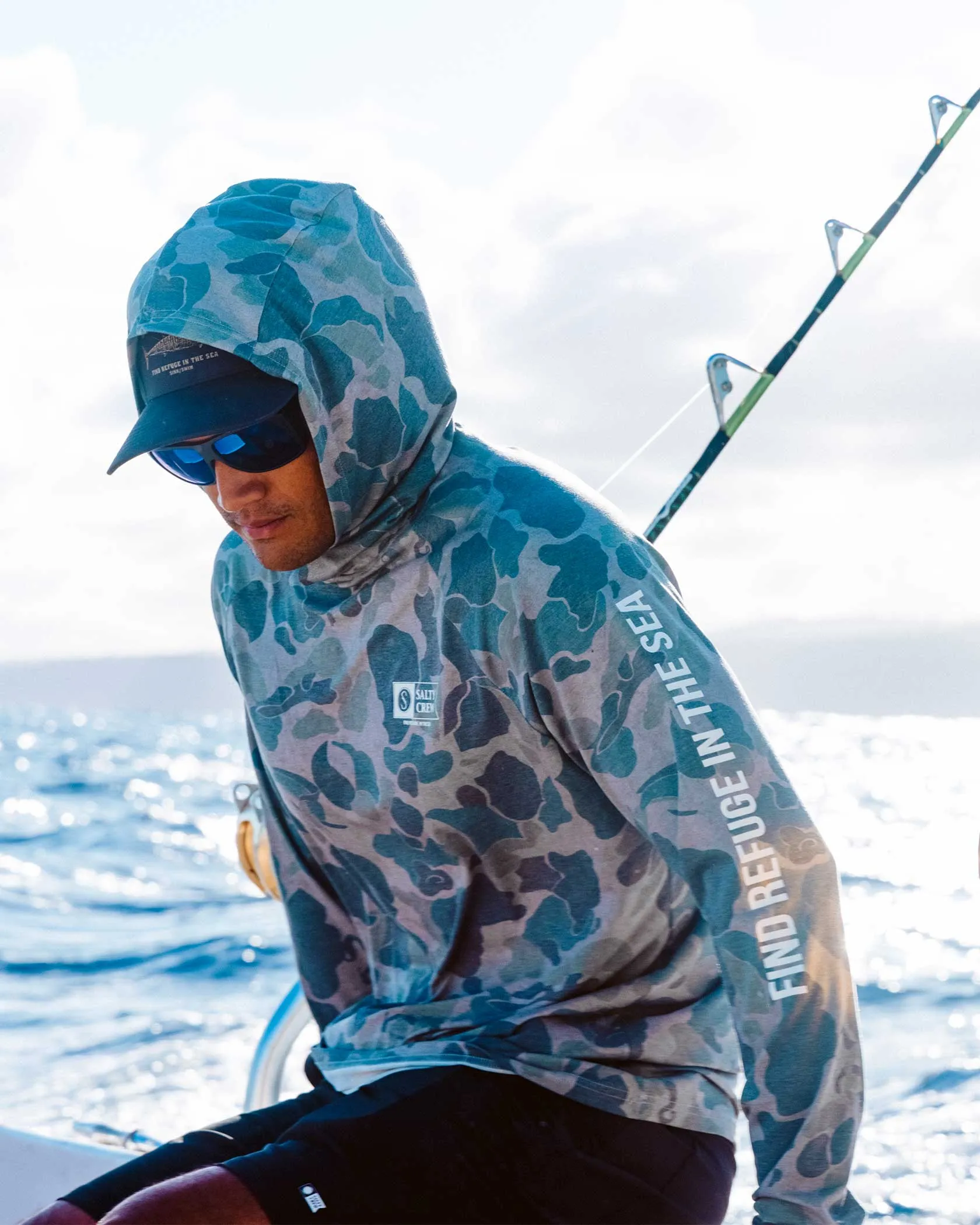 Mariner Lite UV Hoodie - Sand Camo sold by Salty Crew product image thumbnail 5