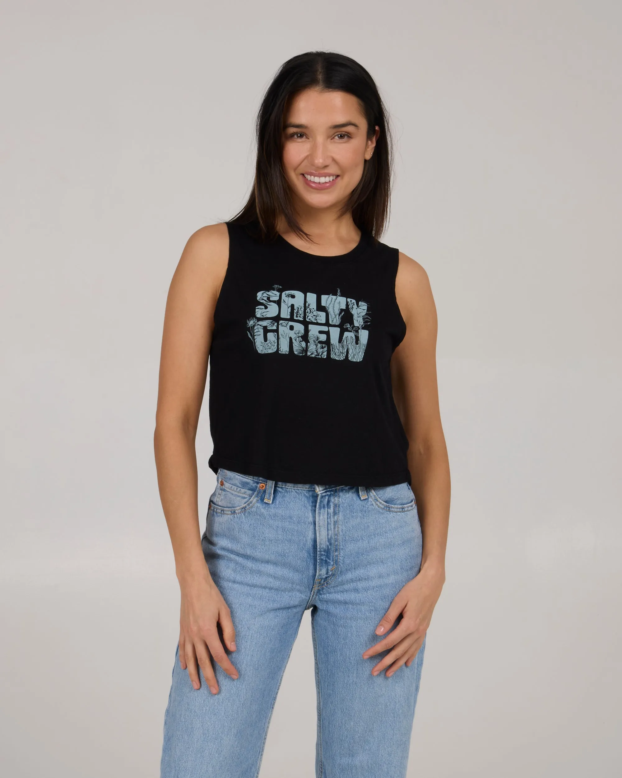 Sea Life Cropped Tank - Black sold by Salty Crew