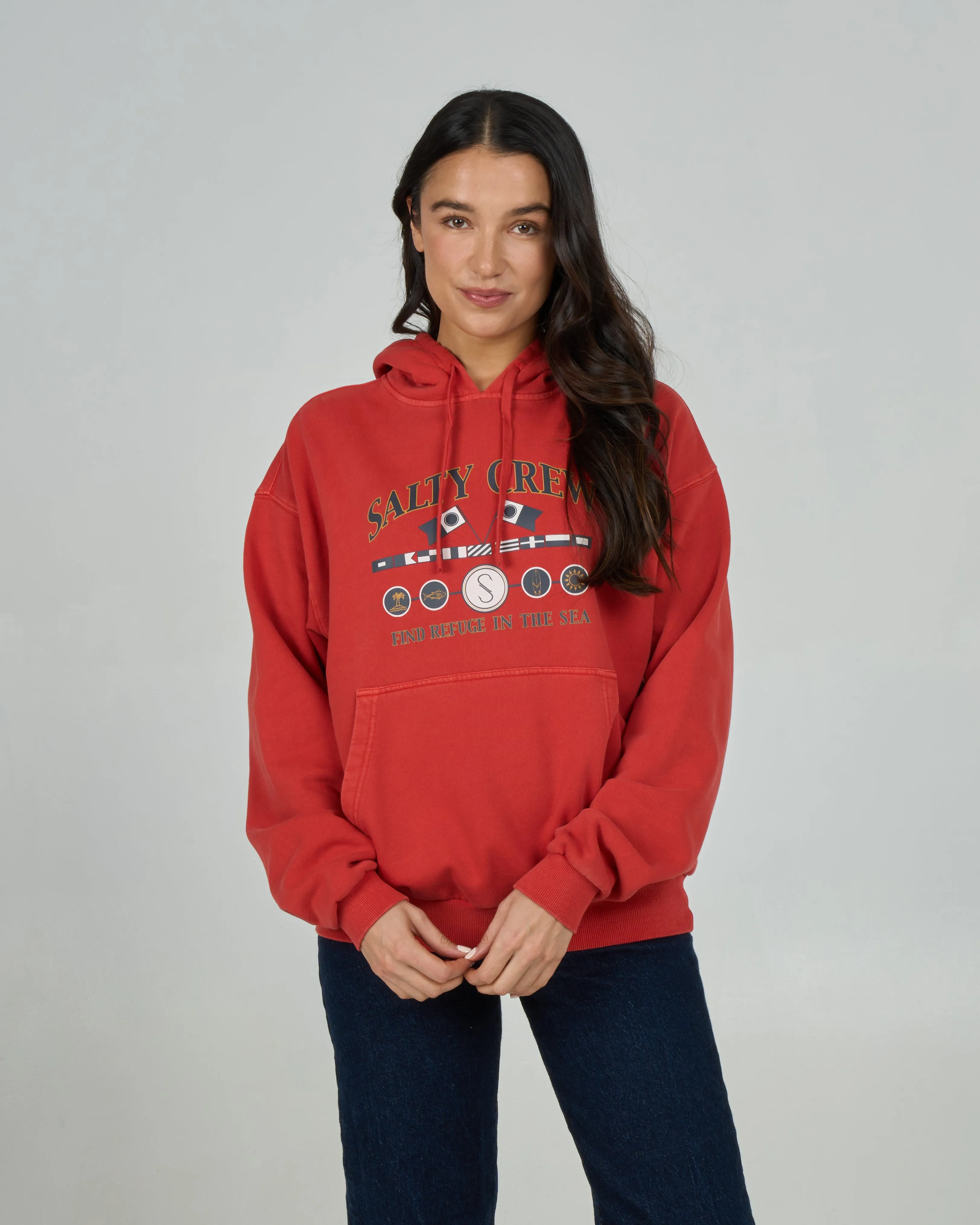 Yacht Club Hoodie - Fiesta Red sold by Salty Crew