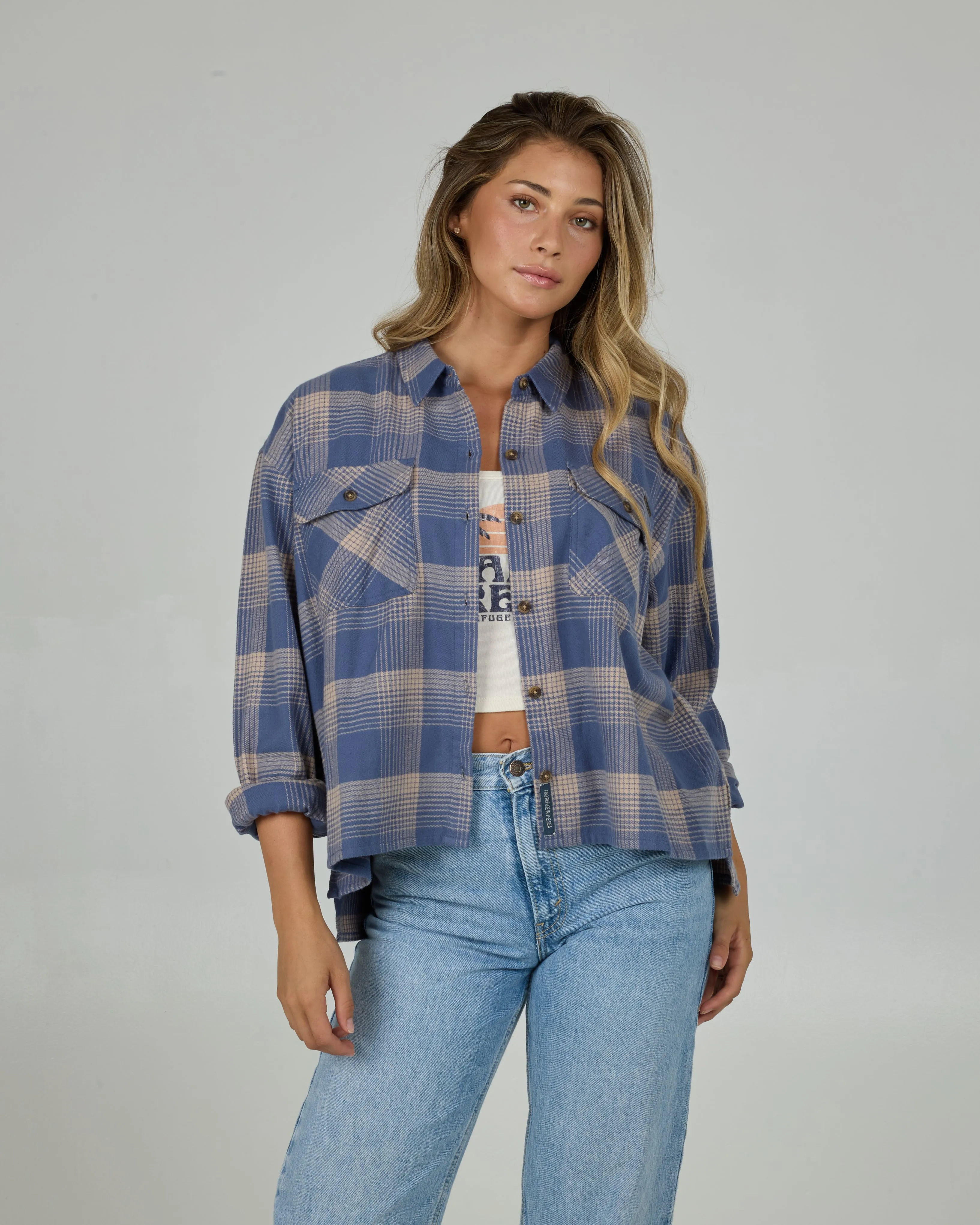 Nomad Flannel - Dusty Blue sold by Salty Crew