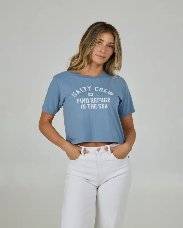 Even Keel Crop Tee - Dusty Blue sold by Salty Crew