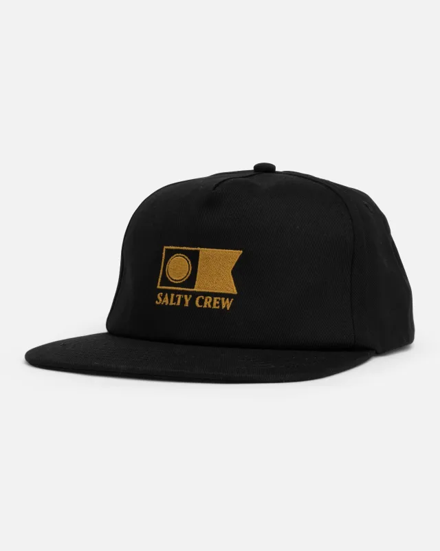 Flagship 5 Panel Hat - Black made by Salty Crew