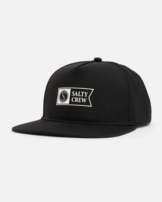 Apex 5 Panel Hat - Black made by Salty Crew