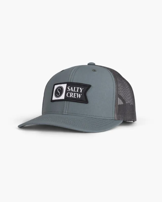 Pinnacle 2 Retro Trucker Hat - Moss/Coal made by Salty Crew