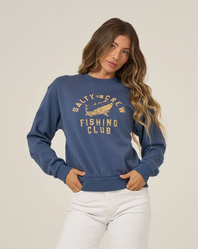 Fishing Club Crew Fleece - Vintage Indigo made by Salty Crew