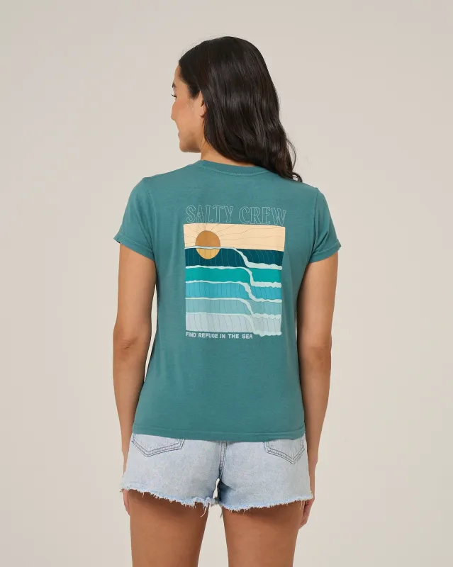 Retro Wave Modern Tee - Teal made by Salty Crew
