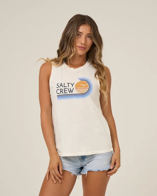 Ombre Wave Muscle Tank - Off White made by Salty Crew