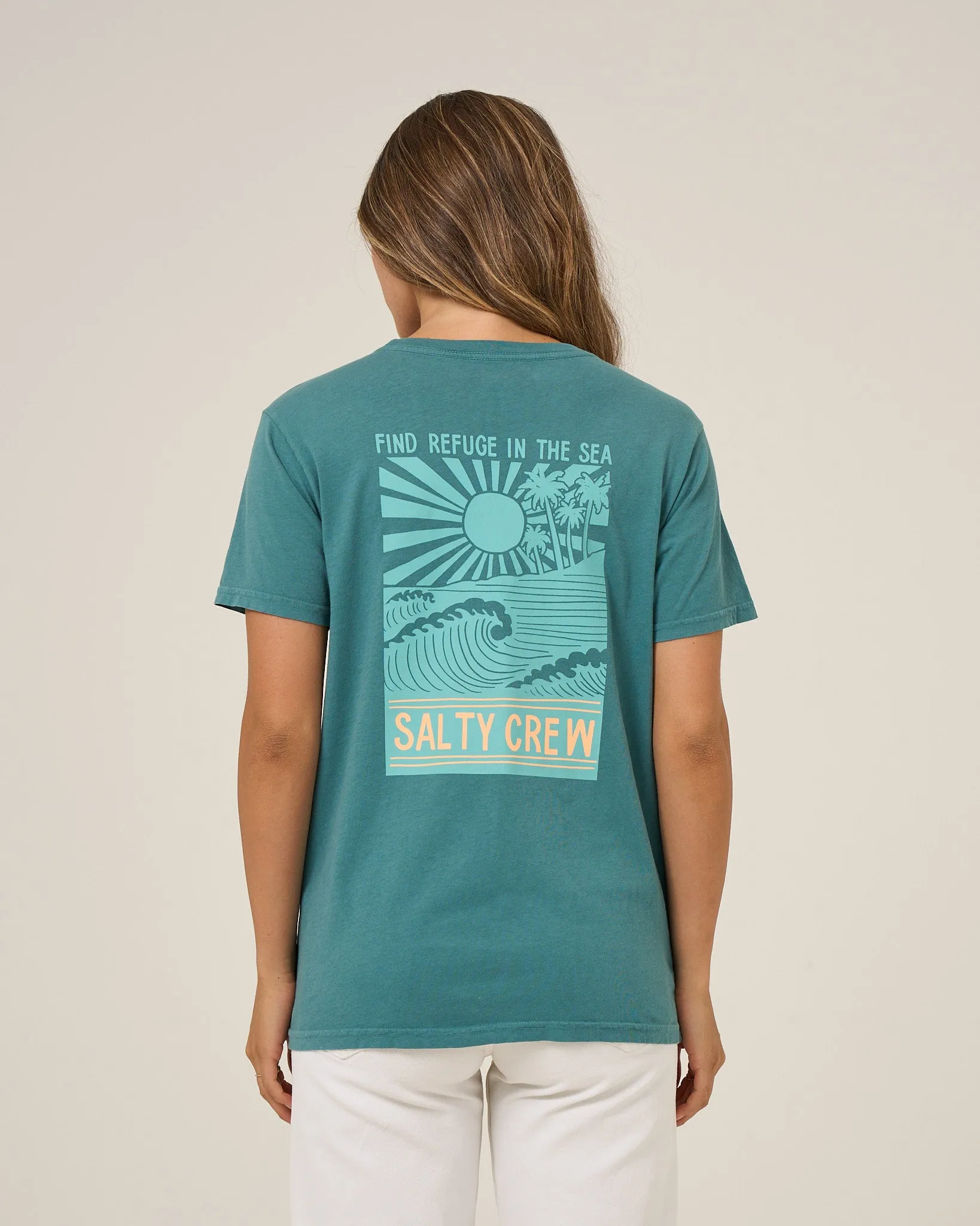 Rise And Smile Boyfriend Tee - Teal sold by Salty Crew