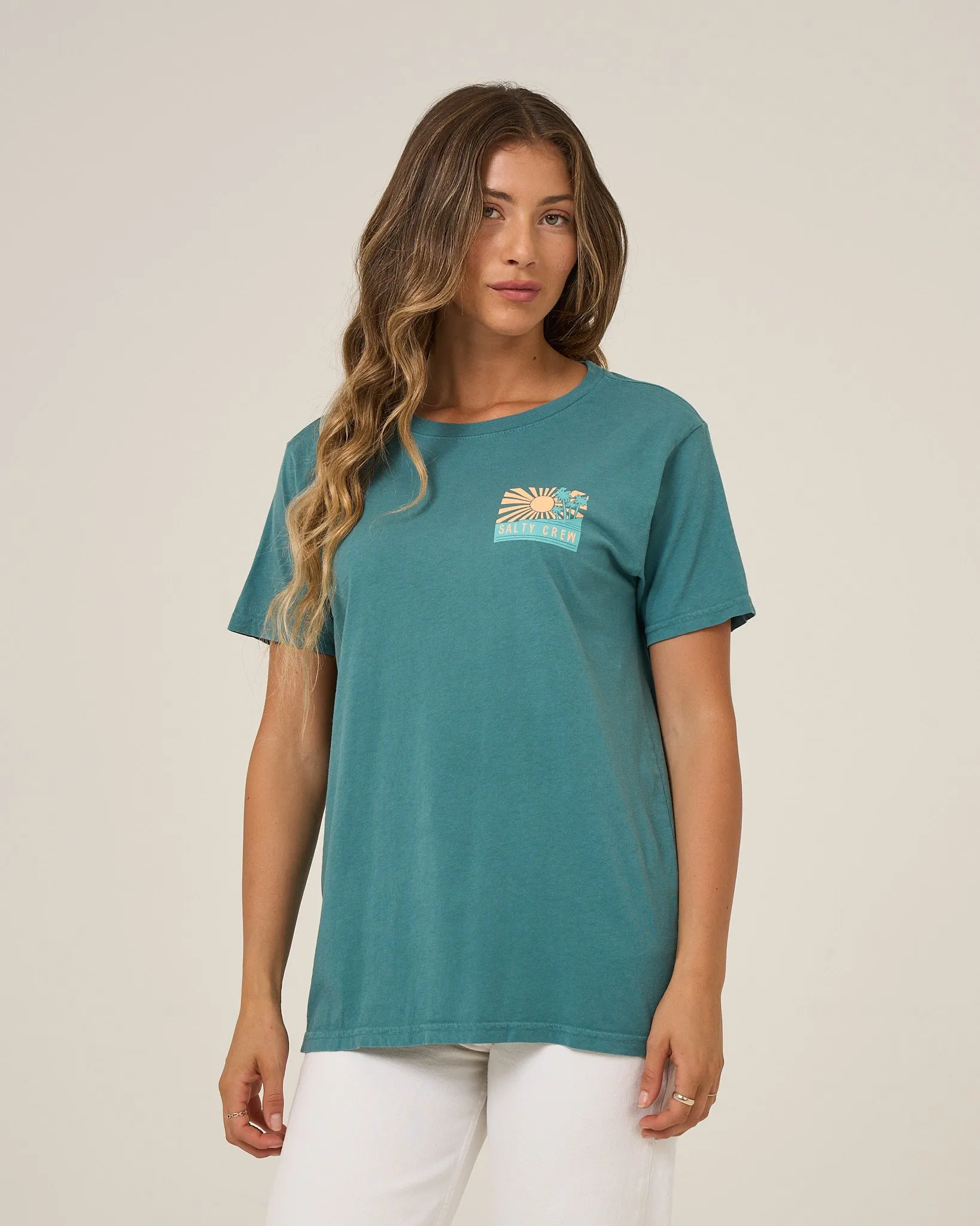 Rise And Smile Boyfriend Tee - Teal sold by Salty Crew product image thumbnail 2