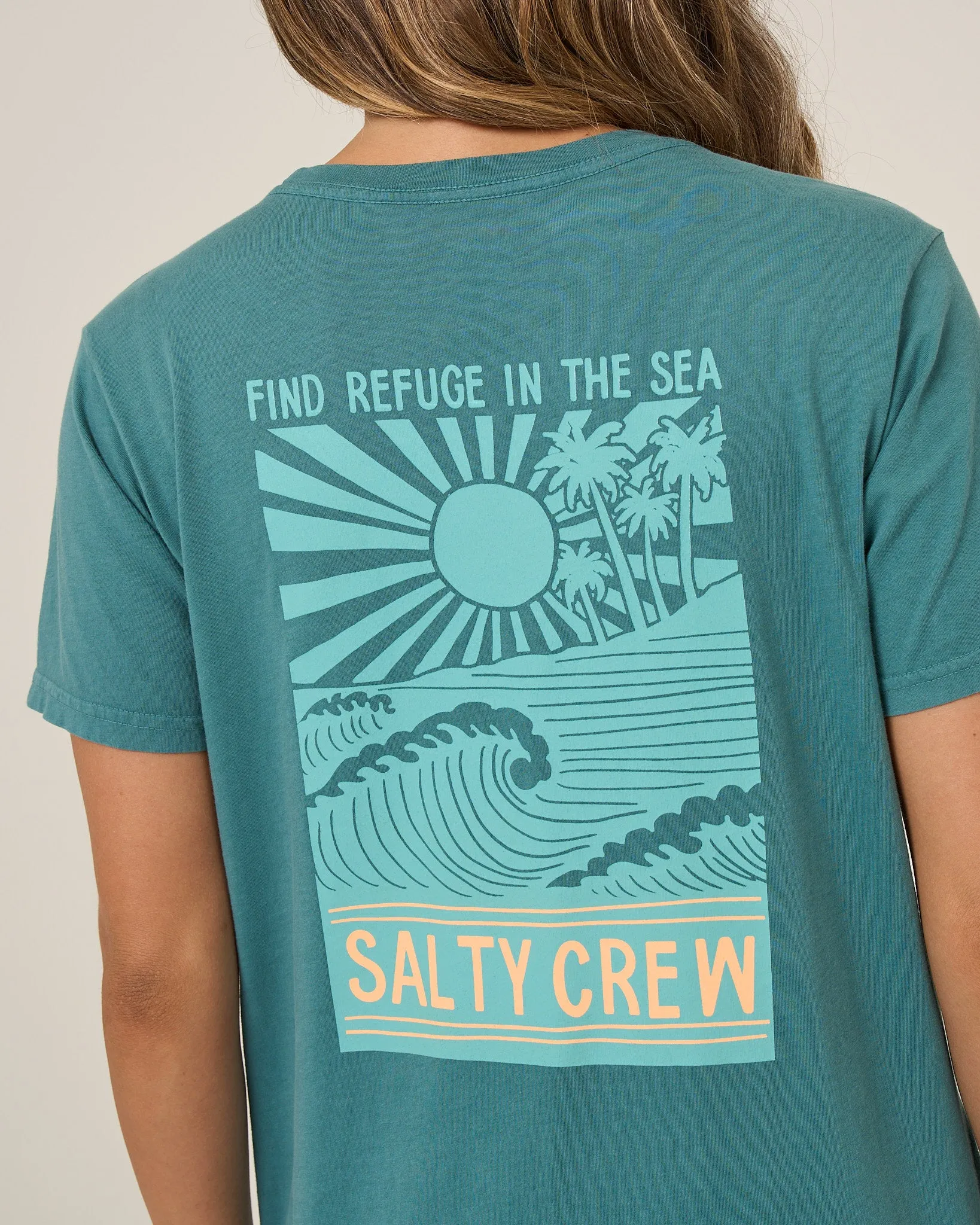 Rise And Smile Boyfriend Tee - Teal sold by Salty Crew product image thumbnail 4