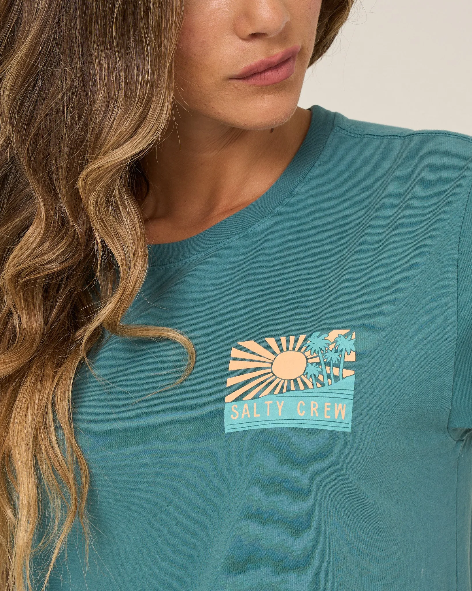 Rise And Smile Boyfriend Tee - Teal sold by Salty Crew product image thumbnail 3