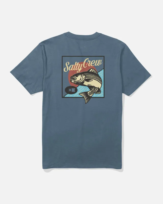 Striped Crew Tee - Slate made by Salty Crew
