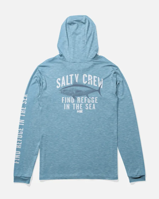 Bitmap Hood Sunshirt - Blue Heather made by Salty Crew