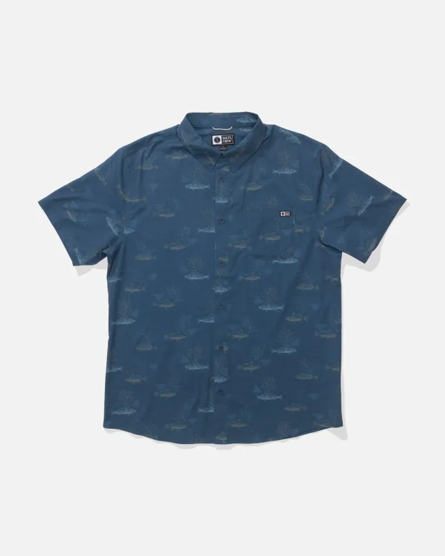 Breezer Perforated Button Up - Navy made by Salty Crew