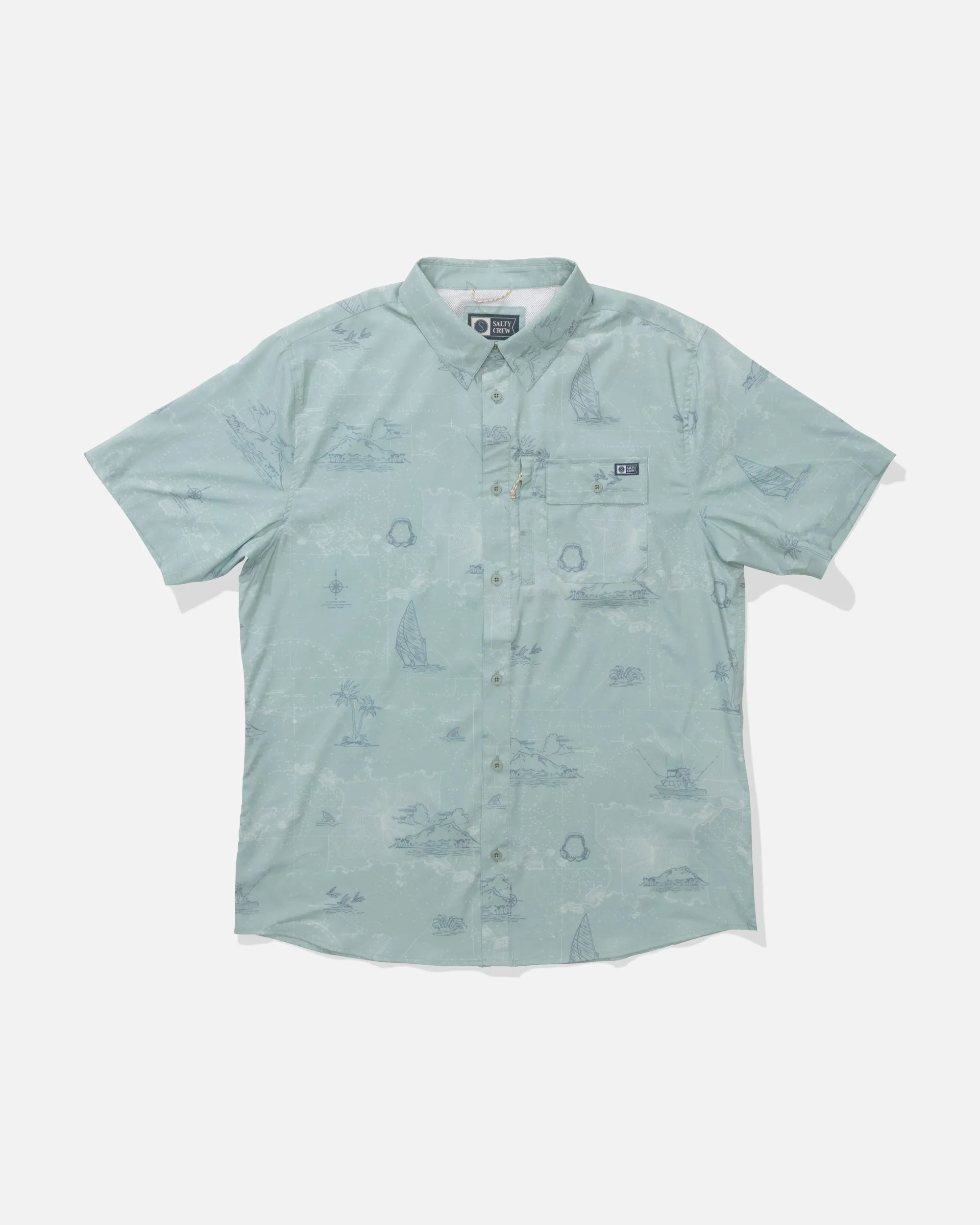 Flagship UV Button Up - Jade sold by Salty Crew