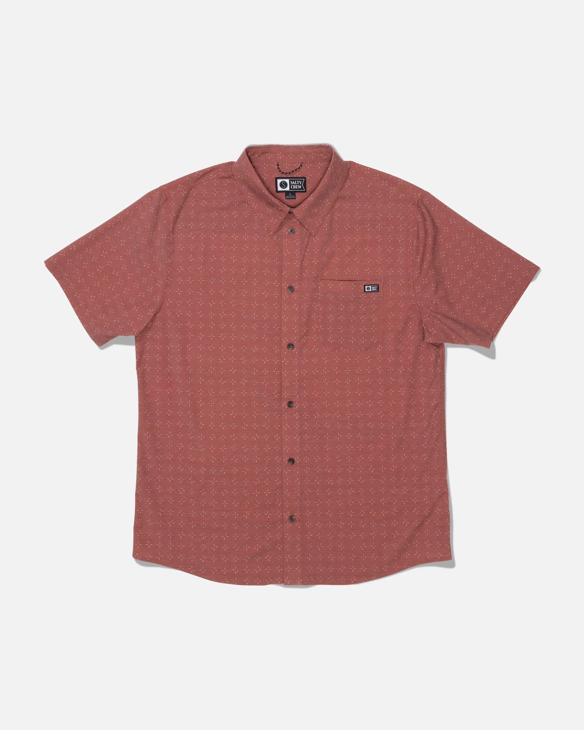 Drifter UV Button Up - Mid Red sold by Salty Crew