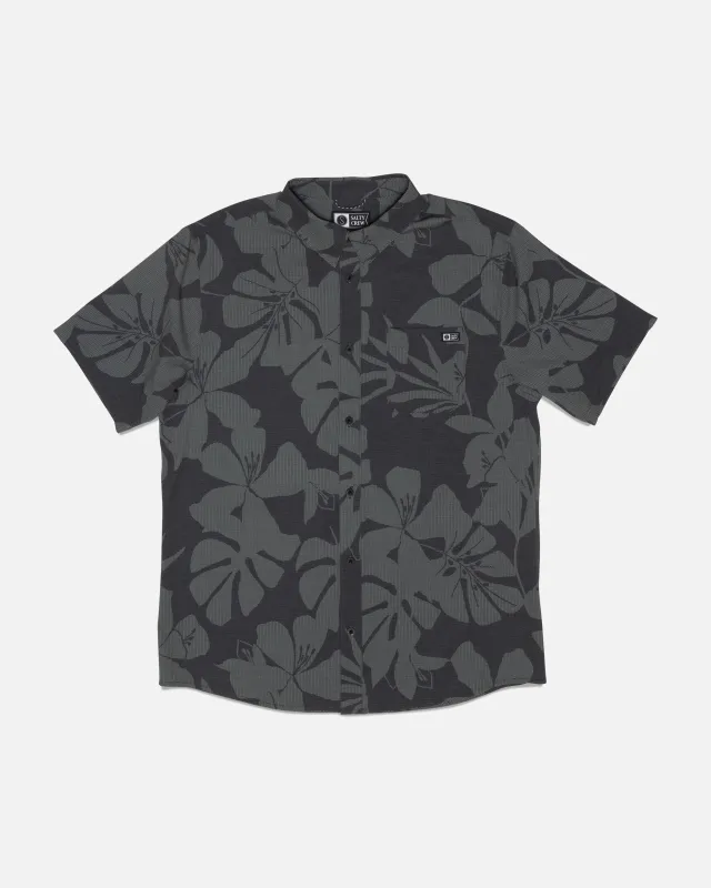 Breezer Perforated Button Up - Black/Green made by Salty Crew