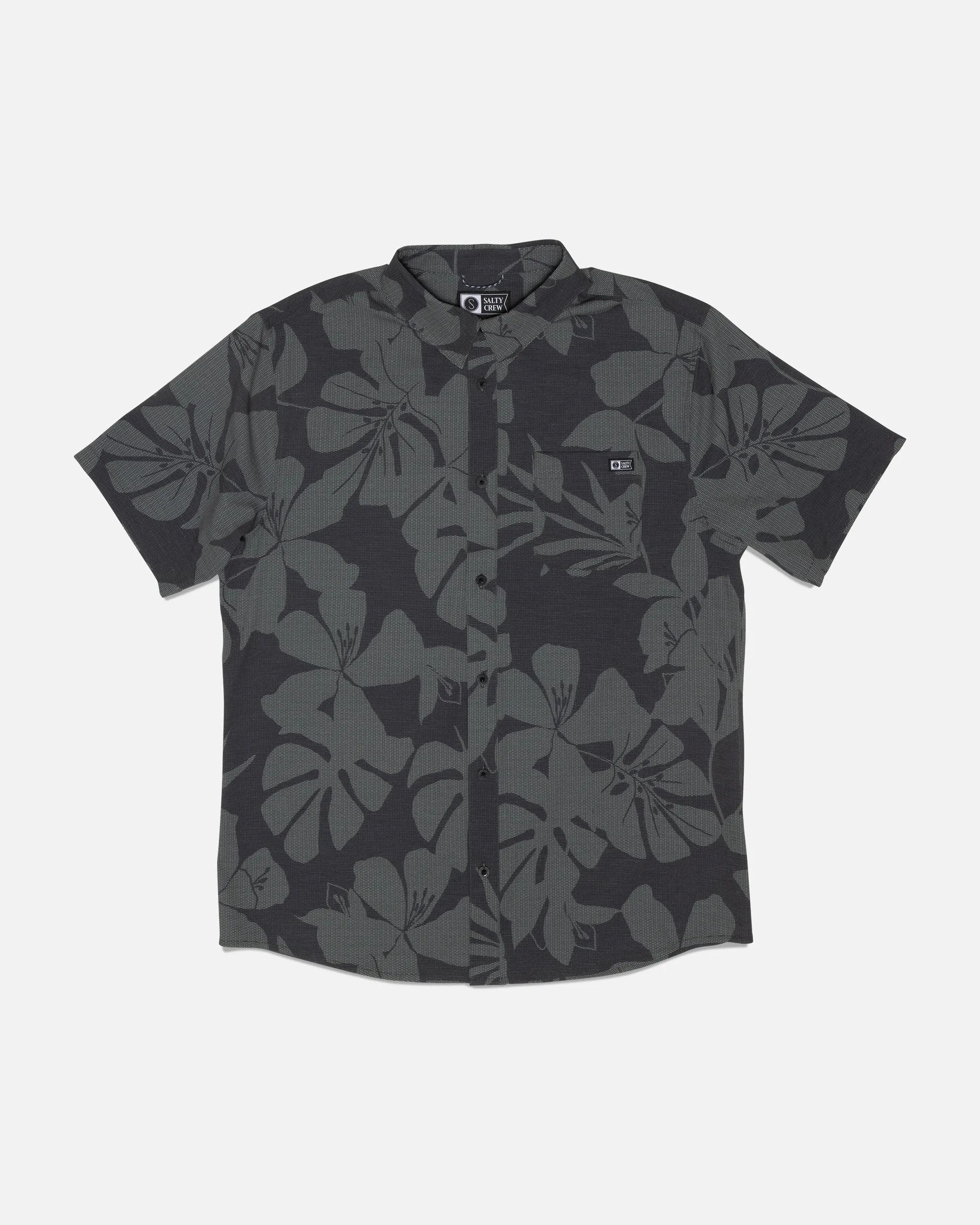 Breezer Perforated Button Up - Black/Green sold by Salty Crew