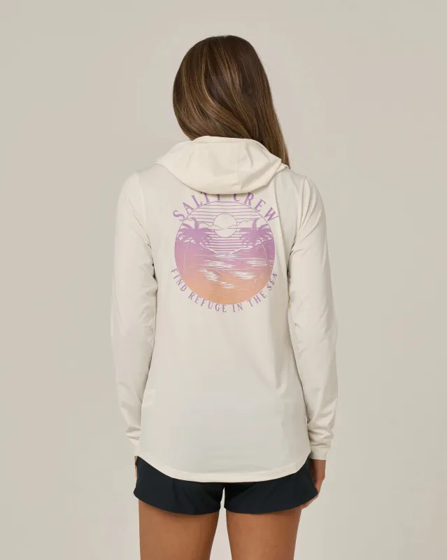 Tropics Hooded Sunshirt - Off White made by Salty Crew
