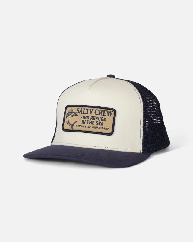 Coordinates Trucker - Off White/Navy made by Salty Crew