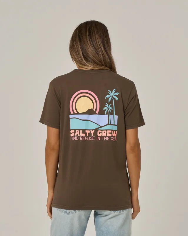 Sushi Roll Boyfriend Tee - Washed Brown made by Salty Crew