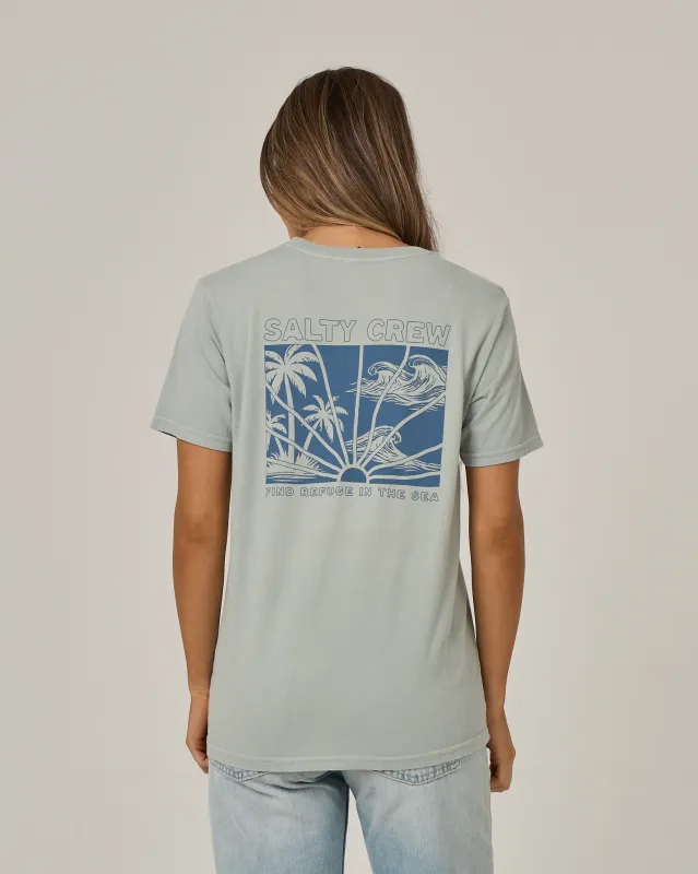 Island Wave Boyfriend Tee - Aqua Grey made by Salty Crew