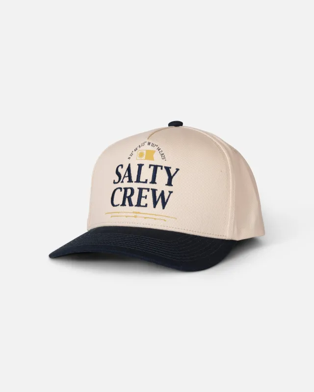 Coordinates Snapback - Off White/Navy made by Salty Crew