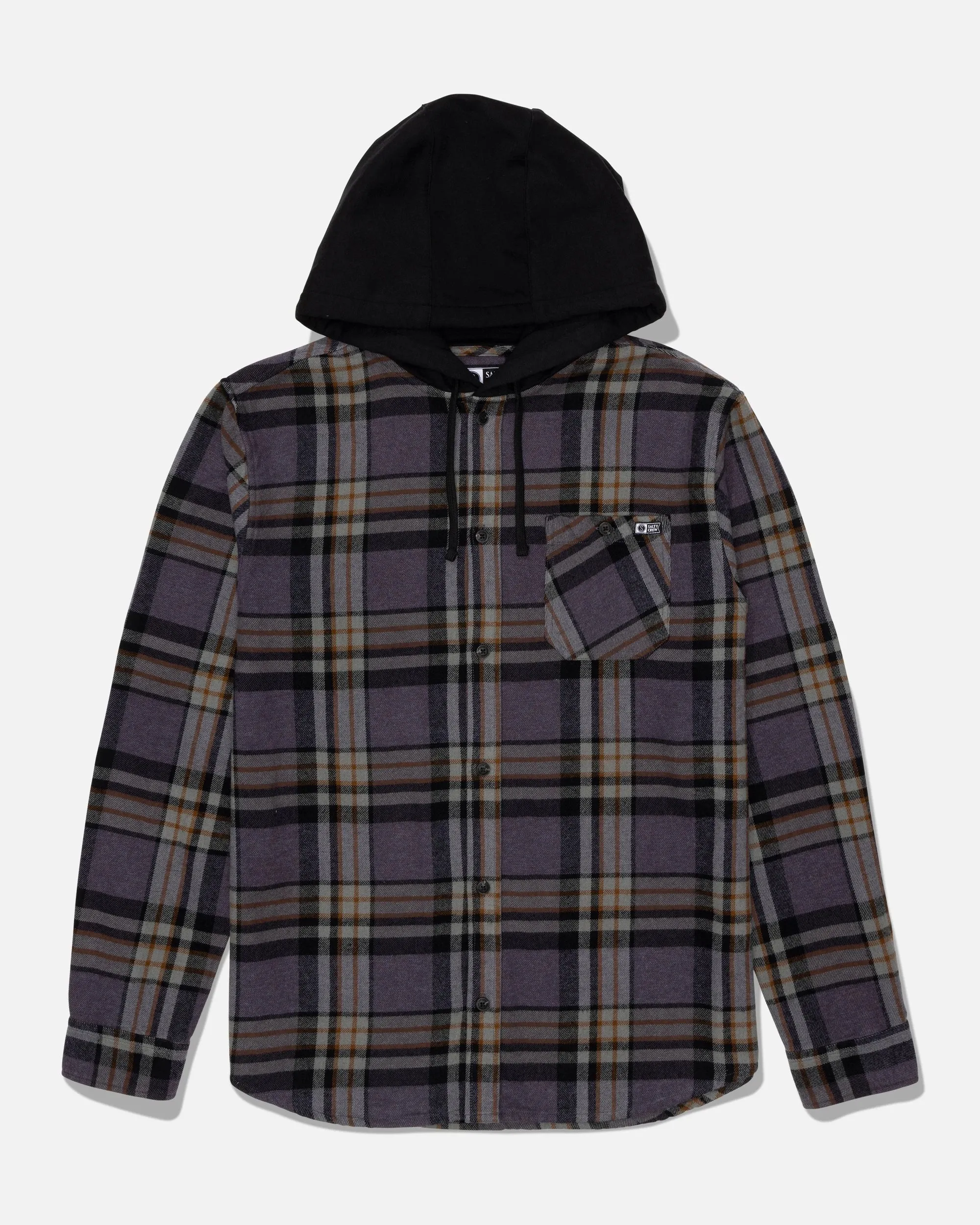 Whitewash Hooded Flannel - Dark Grey sold by Salty Crew