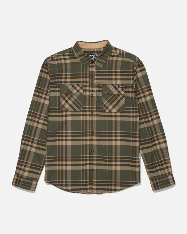 Fathom Tech Flannel - Washed Leaf made by Salty Crew