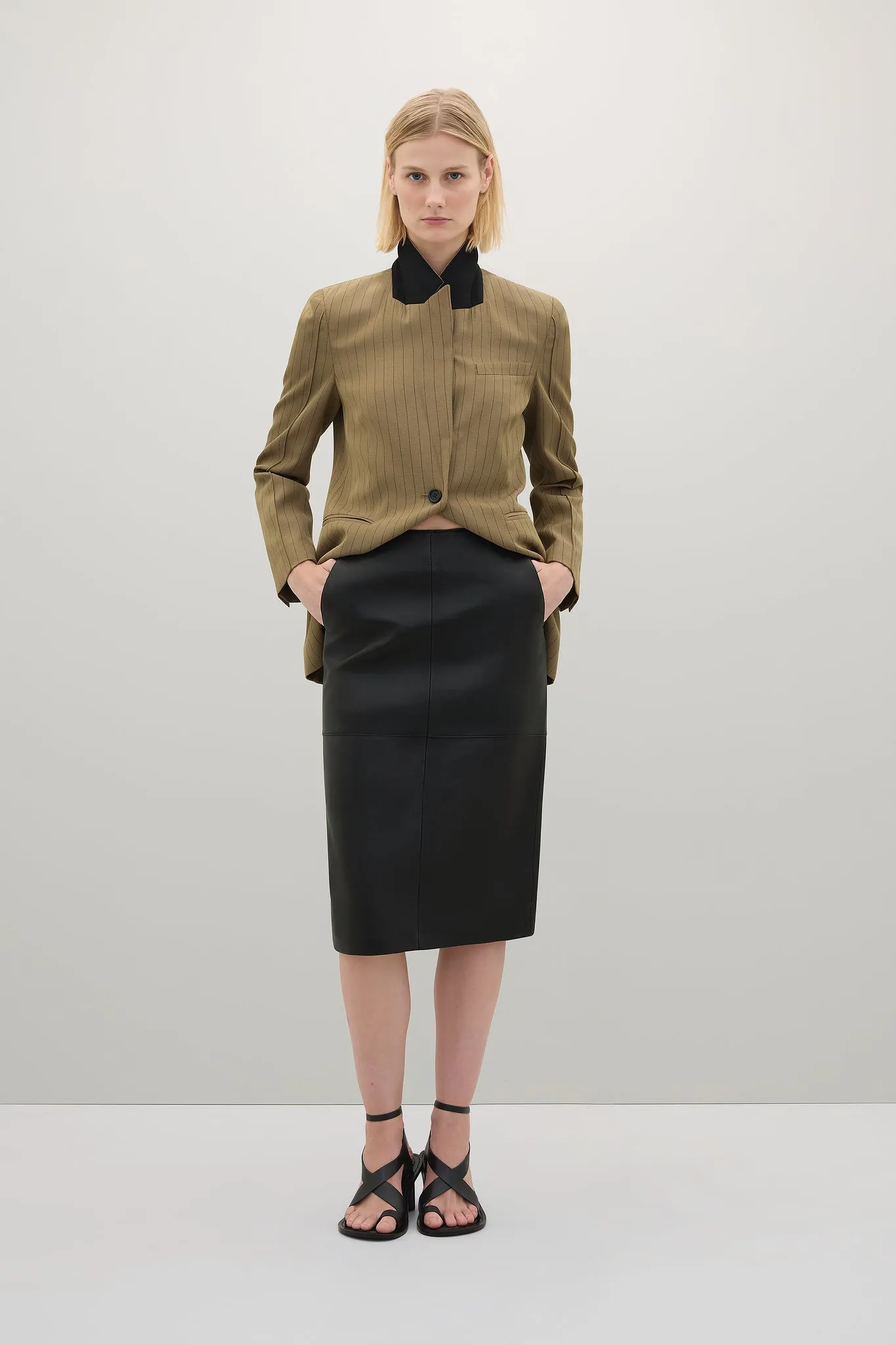The Wright Leather Skirt sold by A.EMERY
