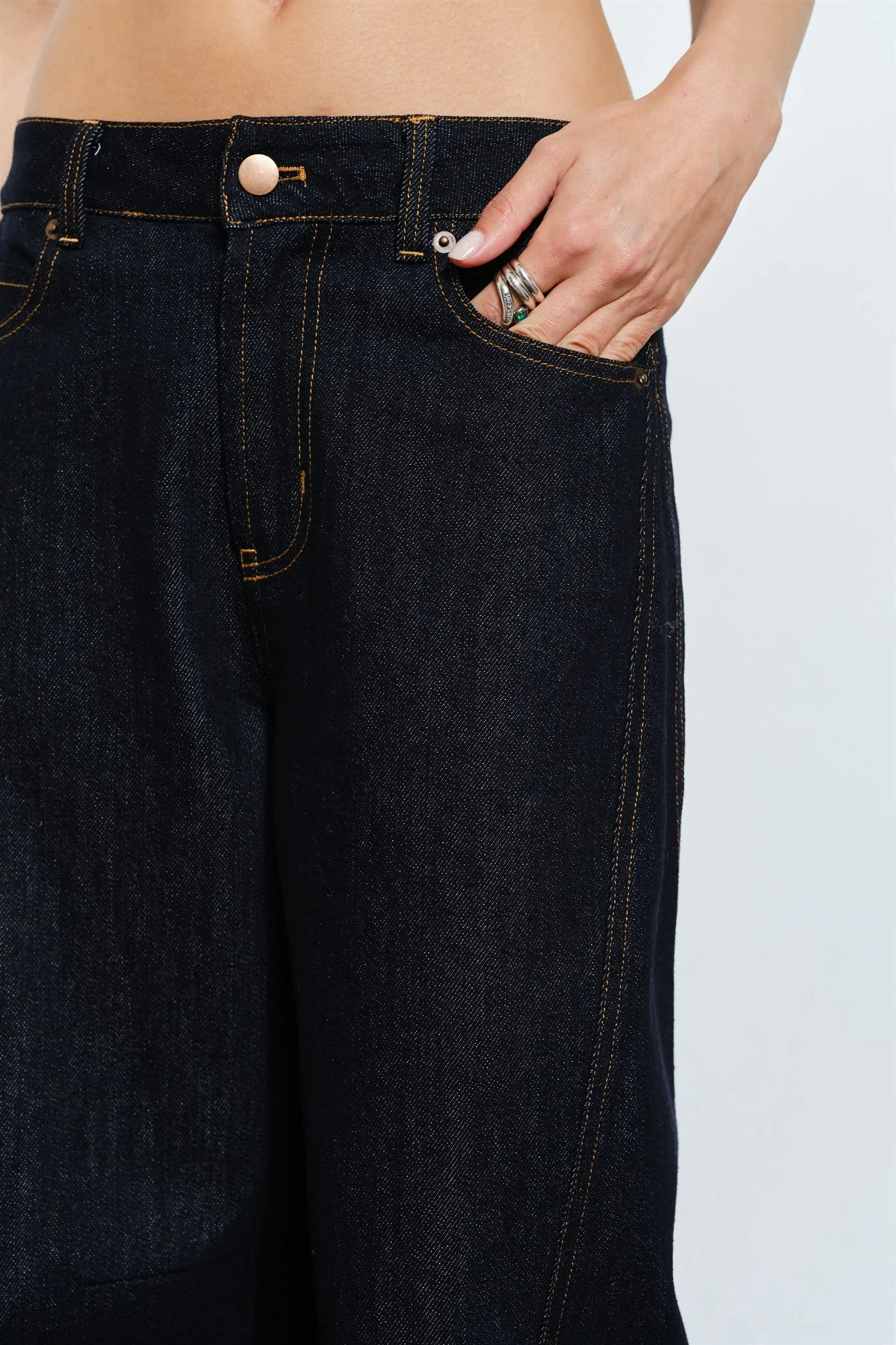 LC2468P | Brynn Sculpted Wide Leg Indigo Jeans sold by Loucia product image thumbnail 4