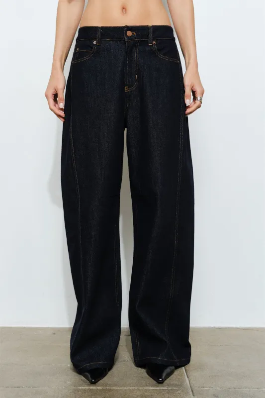 LC2468P | Brynn Sculpted Wide Leg Indigo Jeans made by Loucia