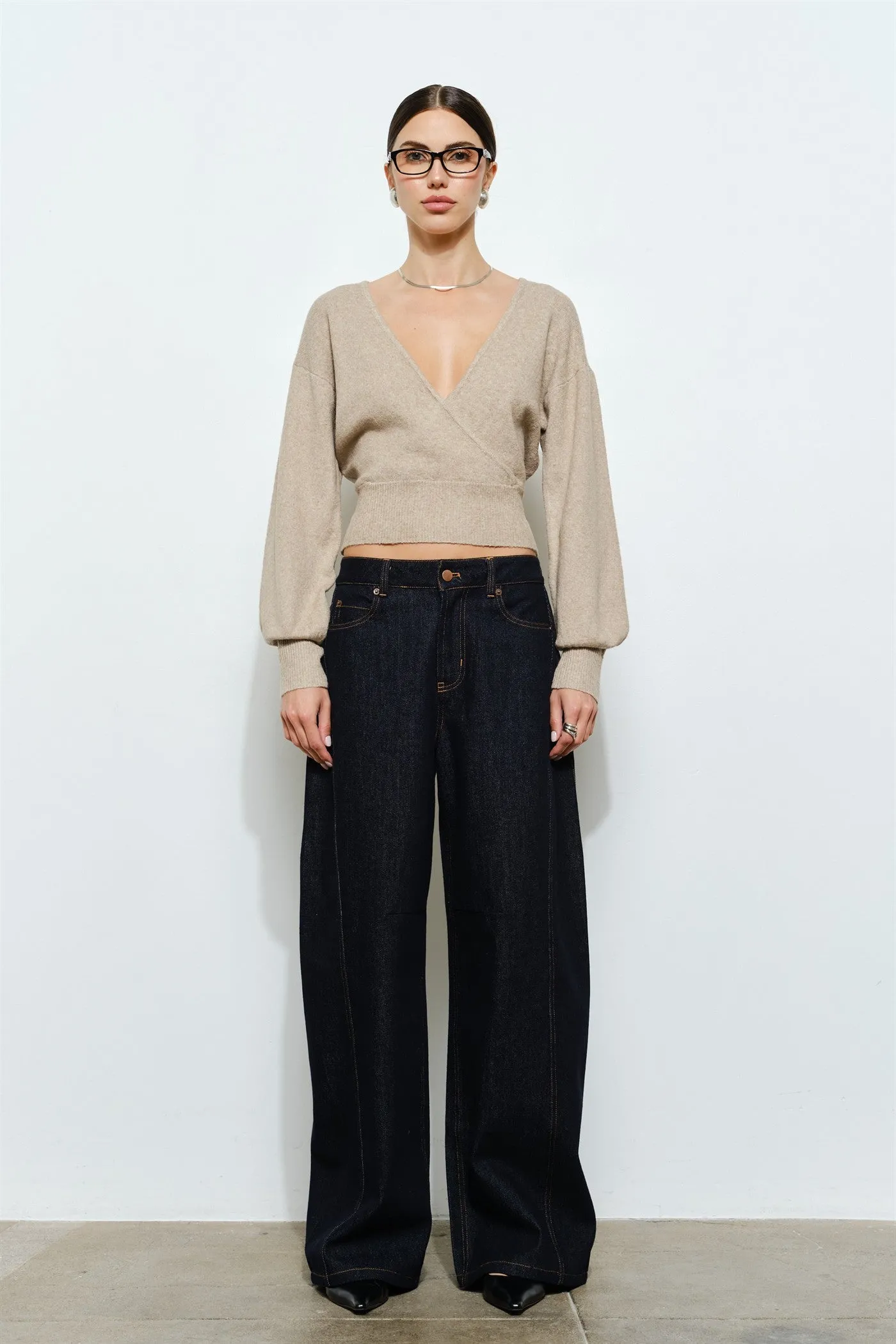 LC2468P | Brynn Sculpted Wide Leg Indigo Jeans sold by Loucia product image thumbnail 5