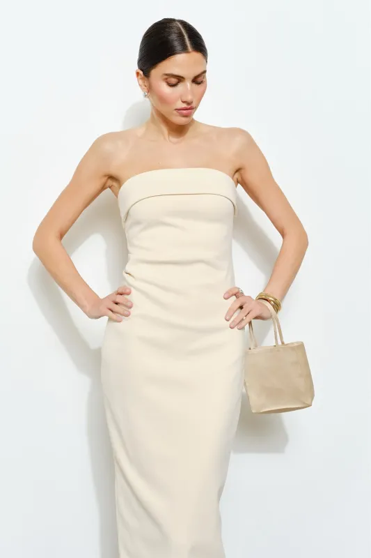 LC2019D | Alessia Strapless Column Midii Dress sold by Loucia