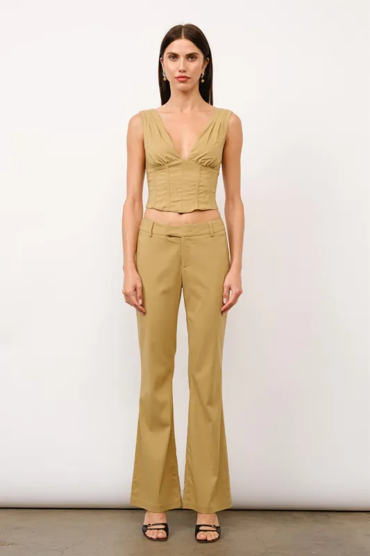 LC1377P | Eliza Stretch Suiting Mid Rise Kick Flare Trouser Pants made by Loucia