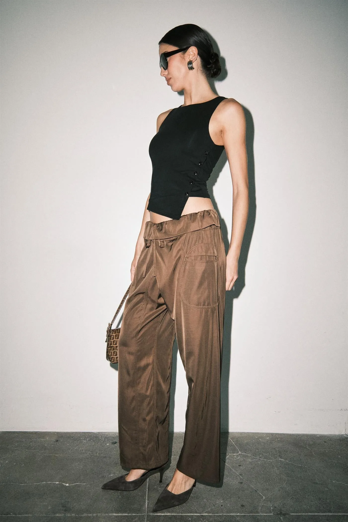 LC3092T | Laura Jersey Knit Side Button Asymmetric Hem Tank Top sold by Loucia product image thumbnail 2