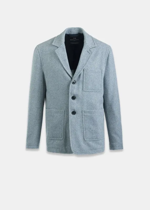 Men's Textured Worker Blazer Light Blue made by Gloverall