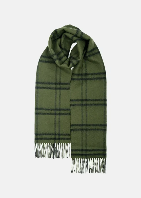 Unisex Oversized Lambswool Scarf Olive Plaid sold by Gloverall
