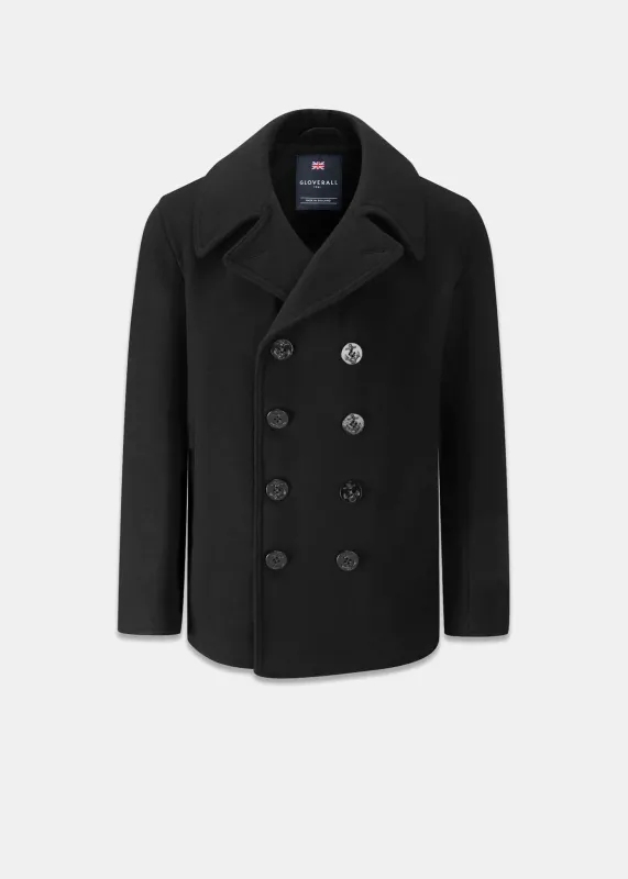 Men's Admiralty Melton Wool Peacoat Black made by Gloverall