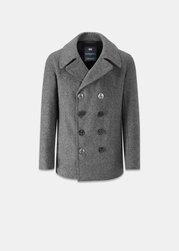 Men's Admiralty Melton Wool Peacoat Grey made by Gloverall