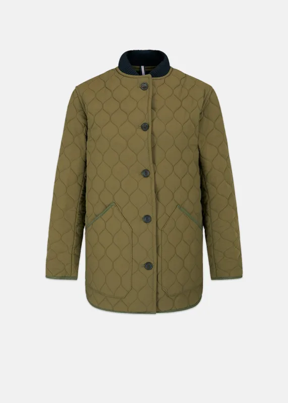 Women's Miller Quilted Jacket Khaki made by Gloverall