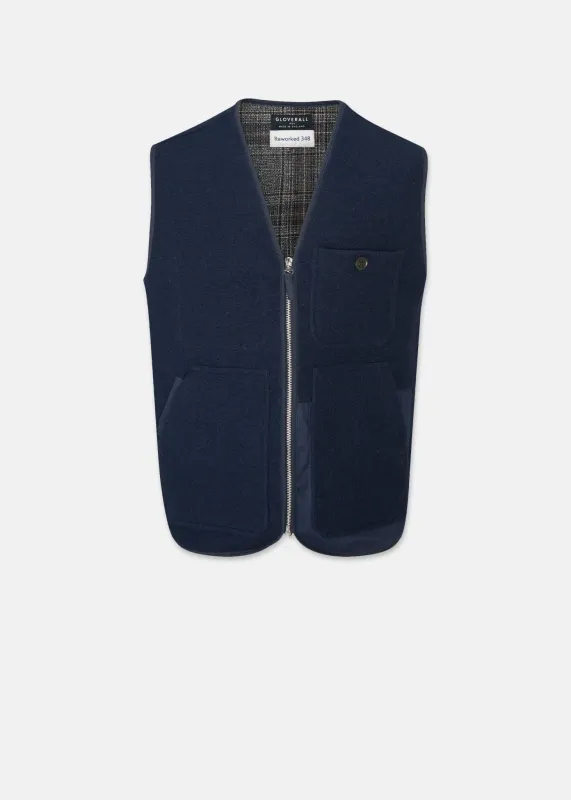 Men's Renewed Works Vest Navy made by Gloverall