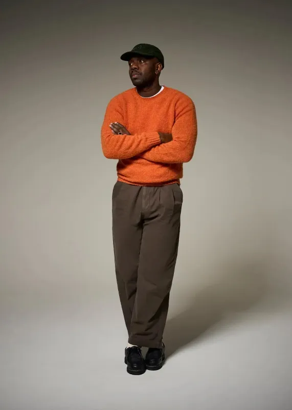 Men's Oxford Brushed Lambswool Jumper Orange made by Gloverall